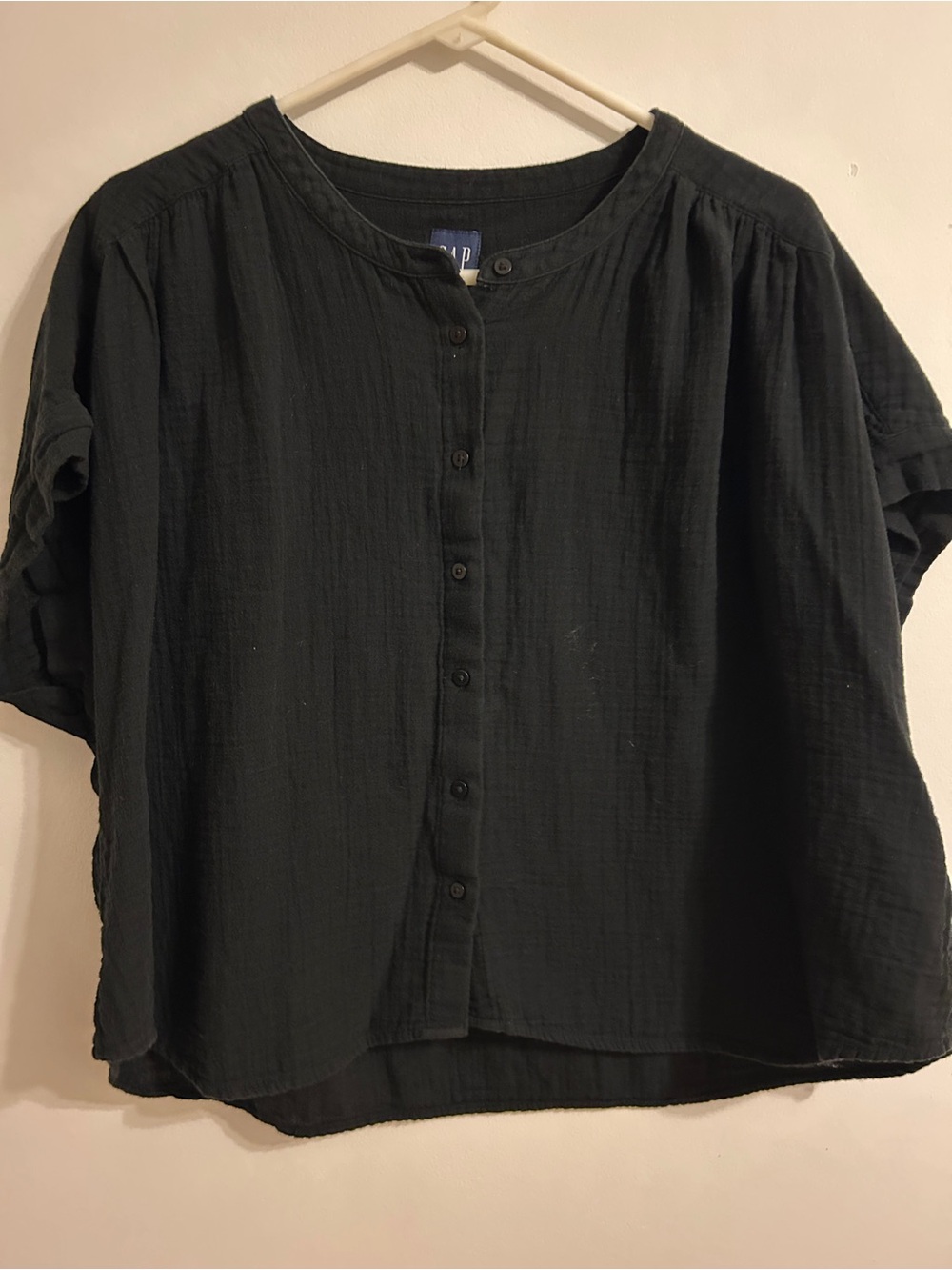 Gap Cotton Gauze Collarless Shirt - size L